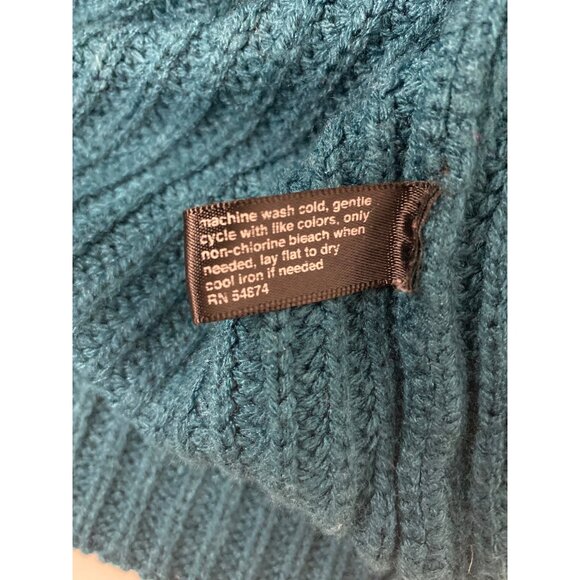 Vintage ForenzaTeal Turtleneck Sweater Long Sleeve Ribbed Knit Womens Size S - Picture 12 of 12